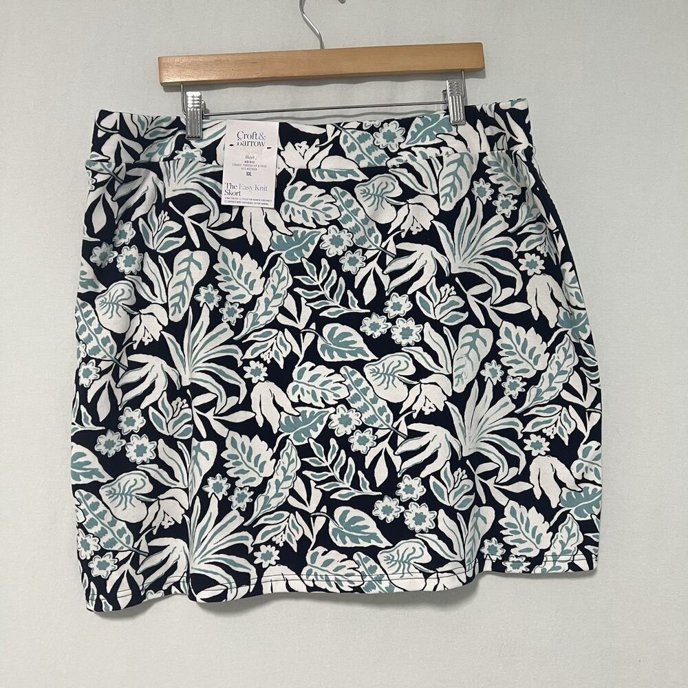 NWT Croft & Barrow Skort Women's Size XXL Blue Floral Mid Rise Pull On Cruise - Picture 5 of 10